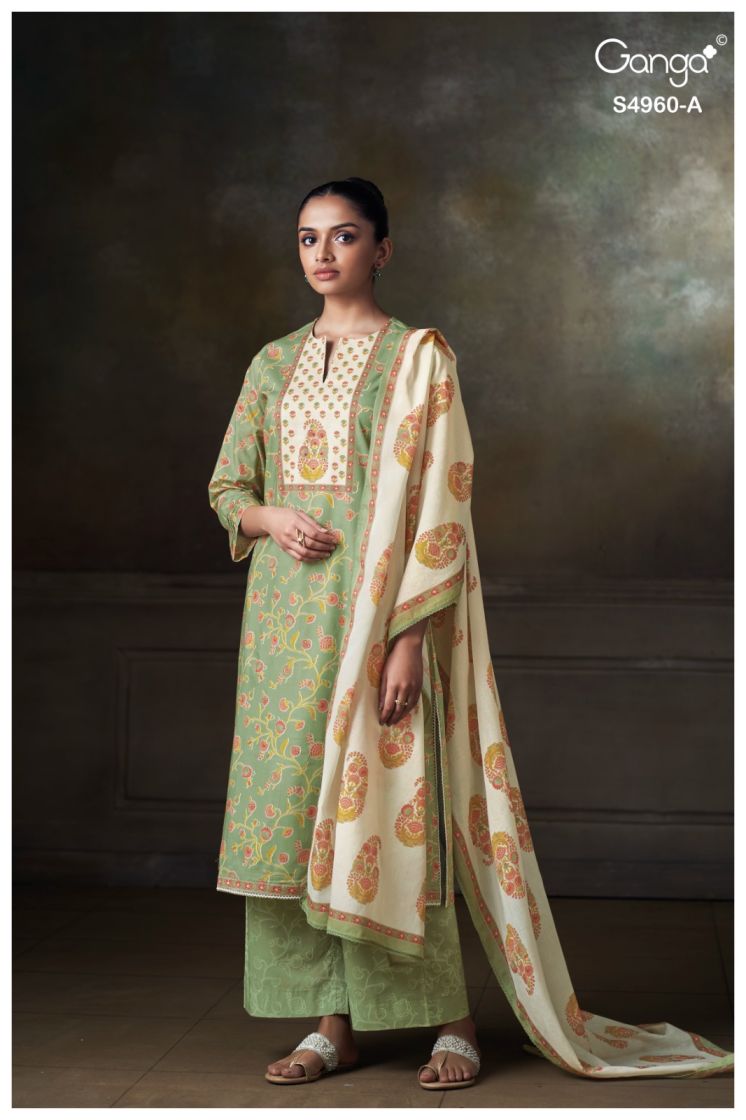 BUY GANGA SUITS ONLINE GANGA TERSIA S4960 FABRIC DETAIL