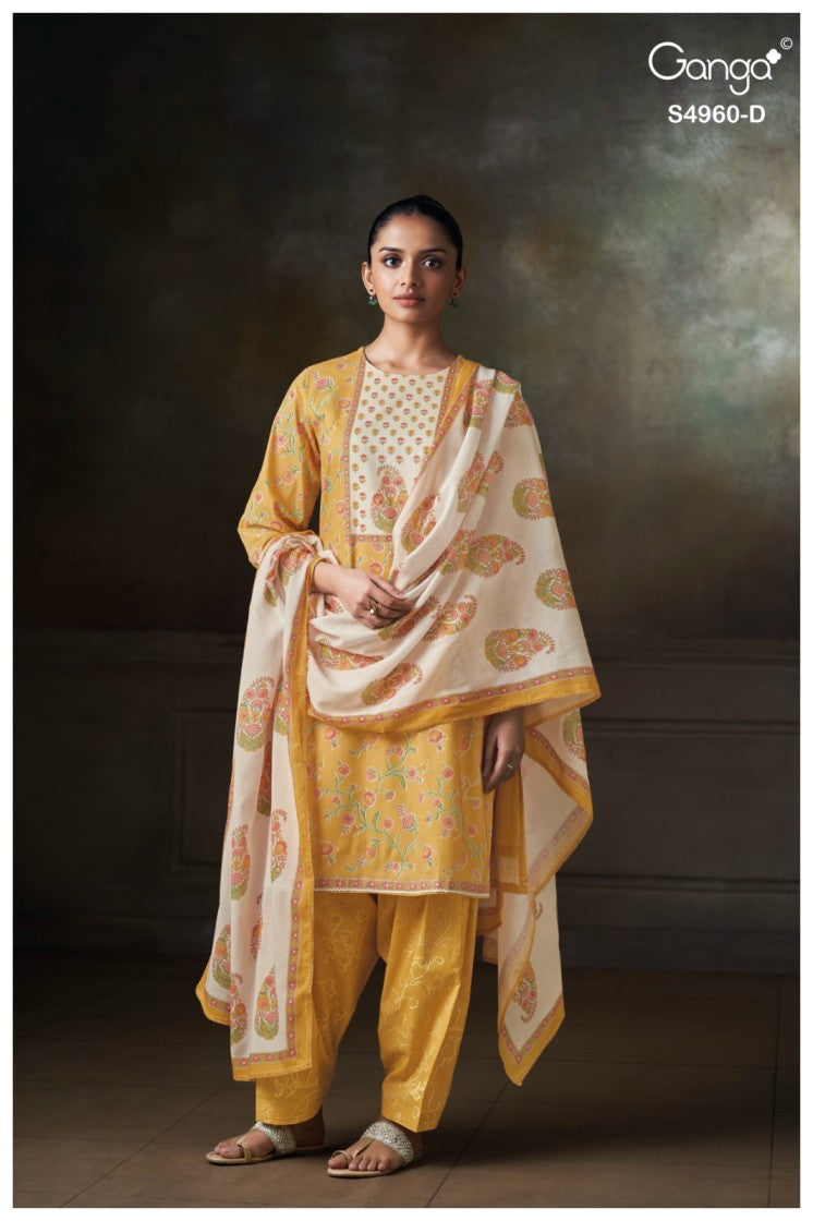 BUY GANGA SUITS ONLINE GANGA TERSIA S4960 DUPATTA DESIGN