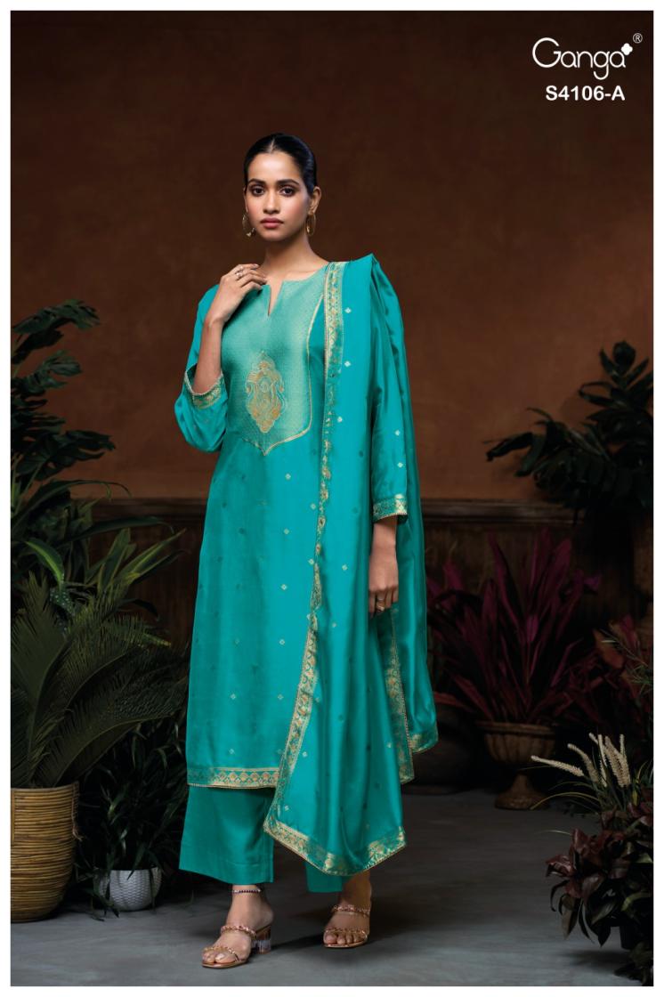 BUY GANGA SUITS WITH PRICE GANGA MYRRA S4106 DUPATTA DESIGN