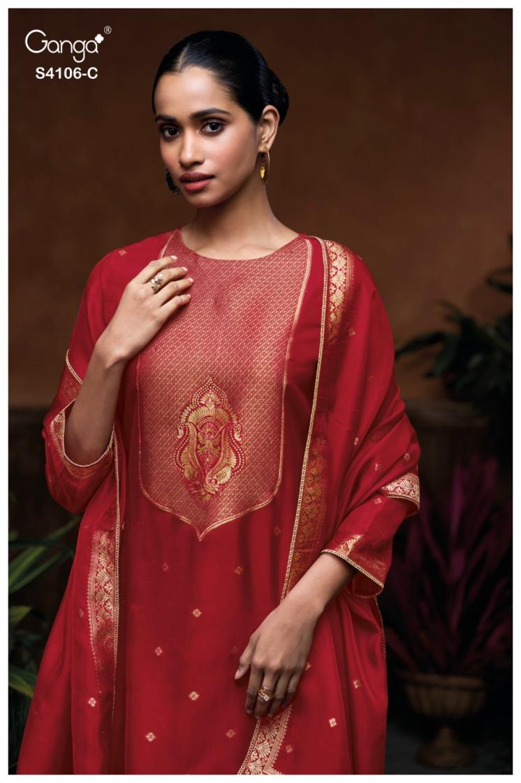 BUY GANGA SUITS WITH PRICE GANGA MYRRA S4106 CLOSEUP IMAGE