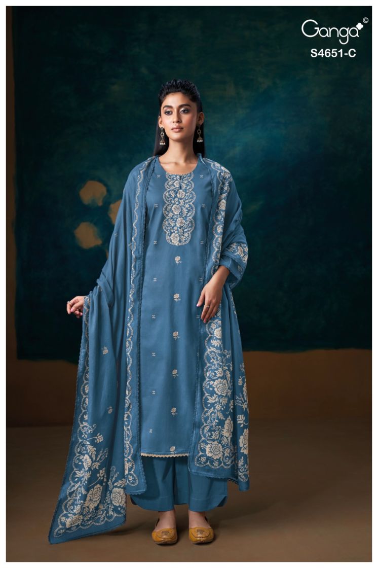 BUY GANGA SUITS ONLINE GANGA TOSHA S4651 DUPATTA DESIGN