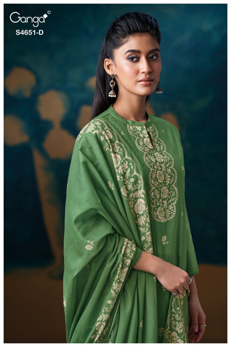 BUY GANGA SUITS ONLINE GANGA TOSHA S4651 FABRIC DETAIL