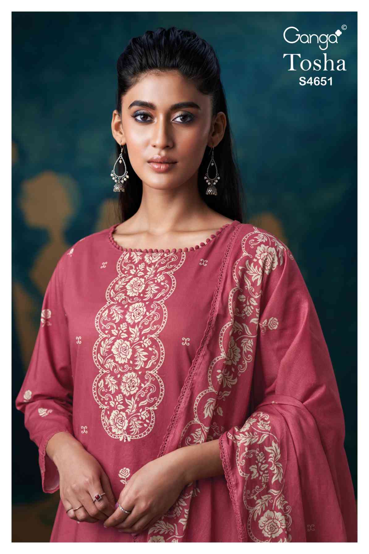 BUY GANGA SUITS ONLINE GANGA TOSHA S4651 CLOSEUP IMAGE