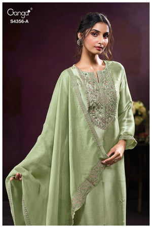 GANGA TVEYA S4356 PREMIUM PURE BEMBERG SILK SUIT