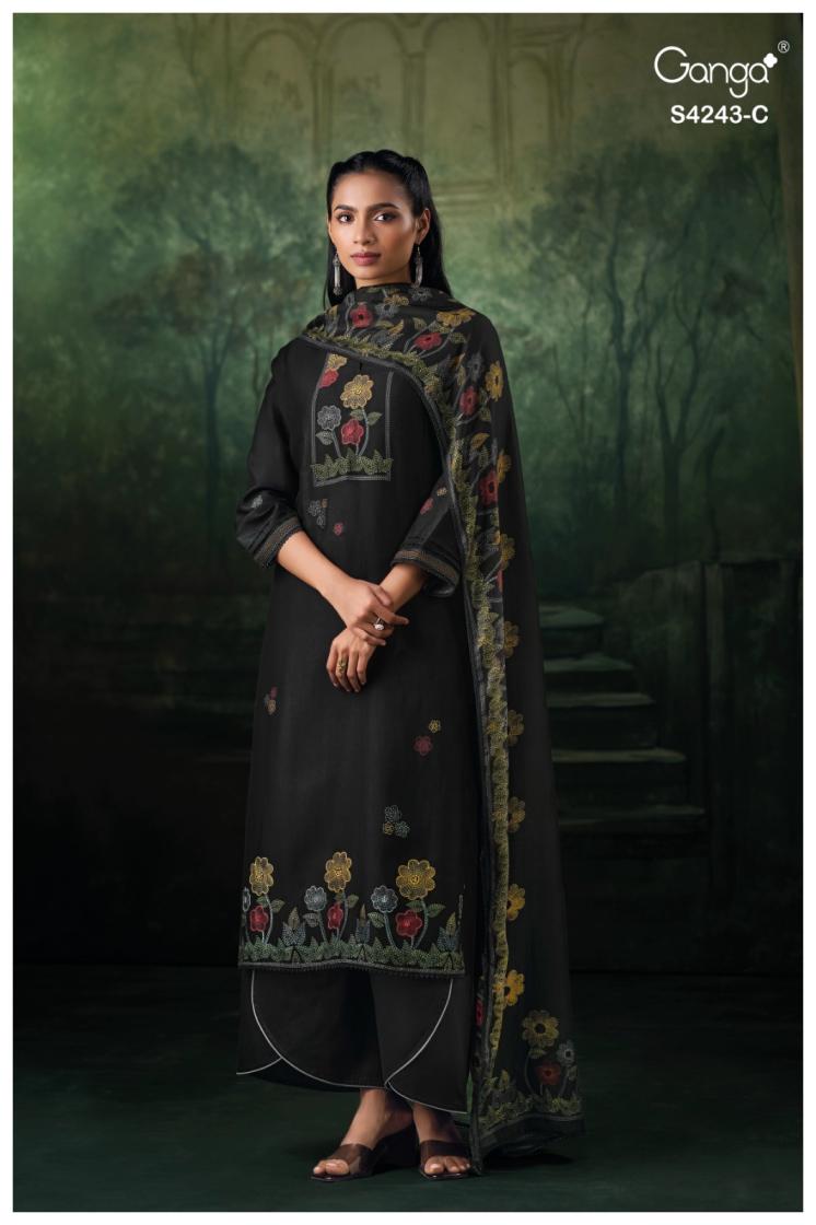 BUY GANGA SUITS ONLINE GANGA WYNSERA S4243 FABRIC DETAIL