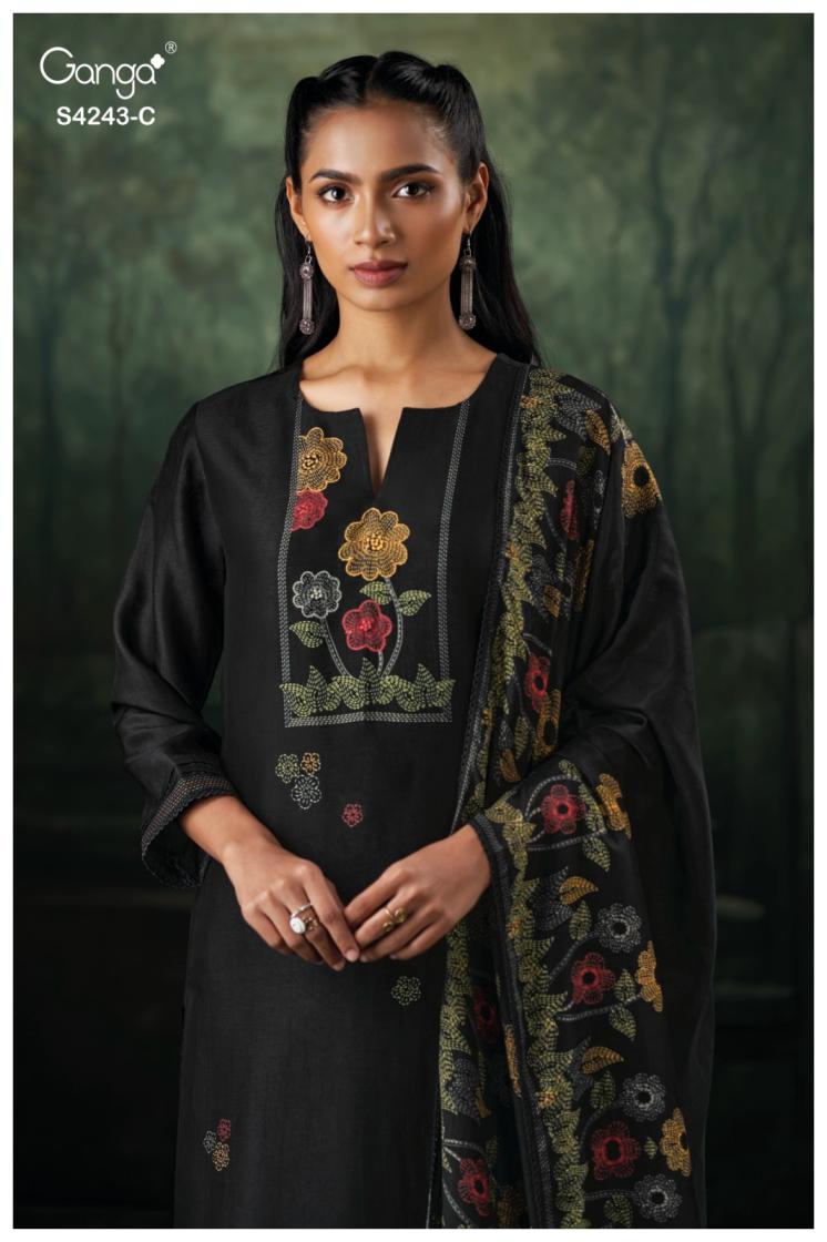 BUY GANGA SUITS ONLINE GANGA WYNSERA S4243 CLOSEUP IMAGE