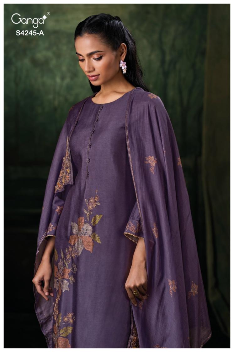BUY GANGA SUITS ONLINE GANGA XYLAH S4245 DUPATTA DESIGN