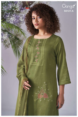 GANGA YALINA S5121 PREMIUM COTTON SATIN SUIT