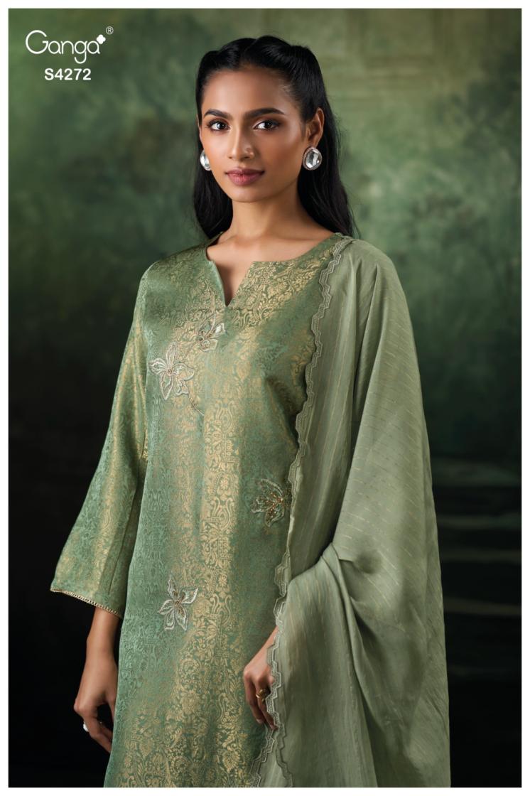 BUY GANGA SUITS ONLINE SALE GANGA YALISSE S4272 FABRIC DETAIL