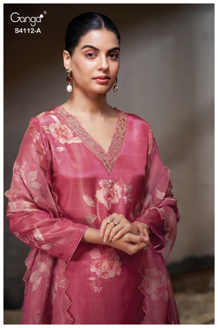 BUY GANGA SUITS SINGLE PIECE GANGA YELIZ S4112 DUPATTA DESIGN