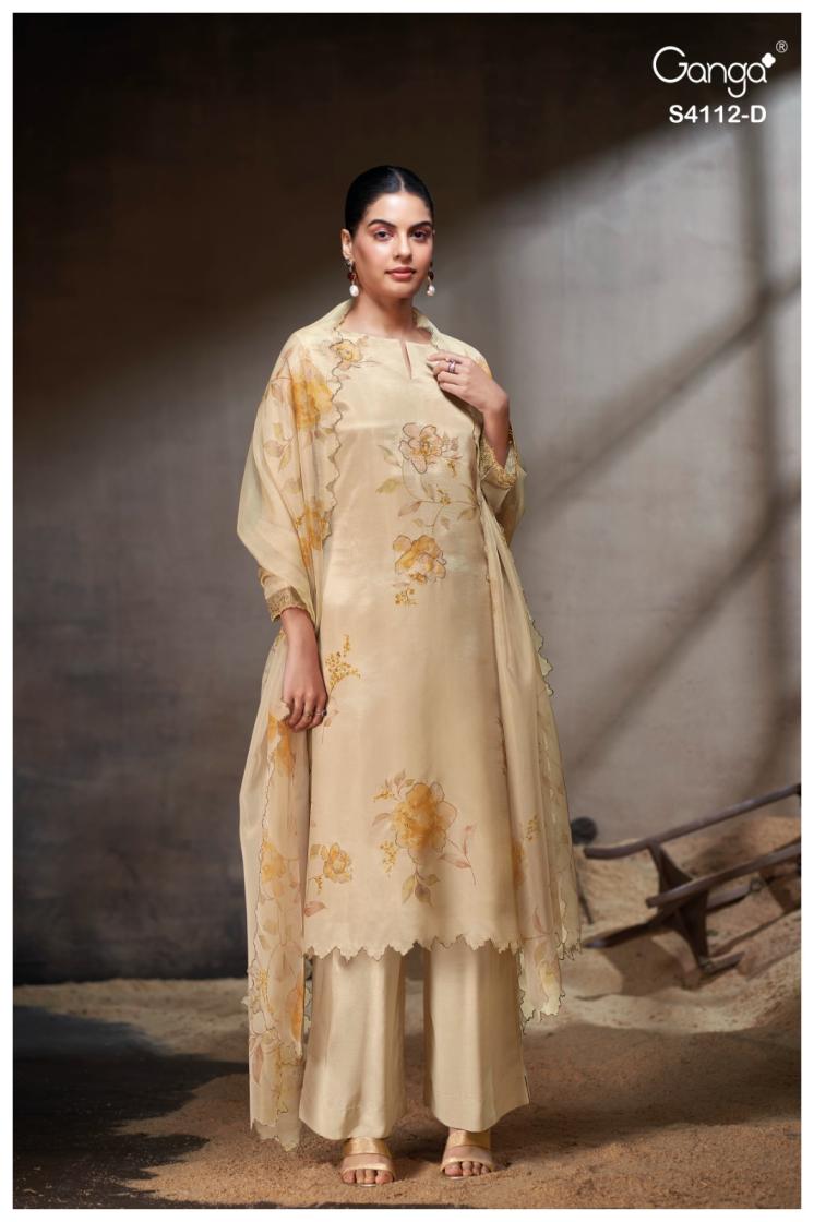 BUY GANGA SUITS SINGLE PIECE GANGA YELIZ S4112 FABRIC DETAIL