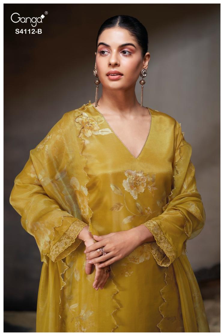 BUY GANGA SUITS SINGLE PIECE GANGA YELIZ S4112 BACK VIEW