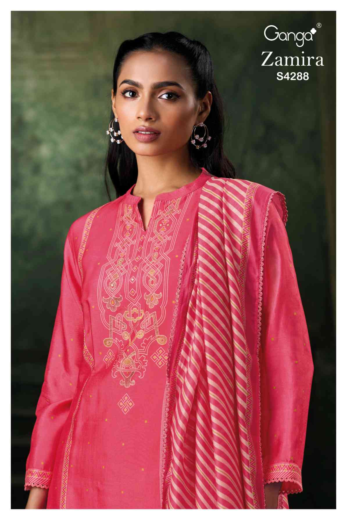 BUY GANGA SUITS WITH PRICE GANGA ZAMIRA S4288 DUPATTA DESIGN