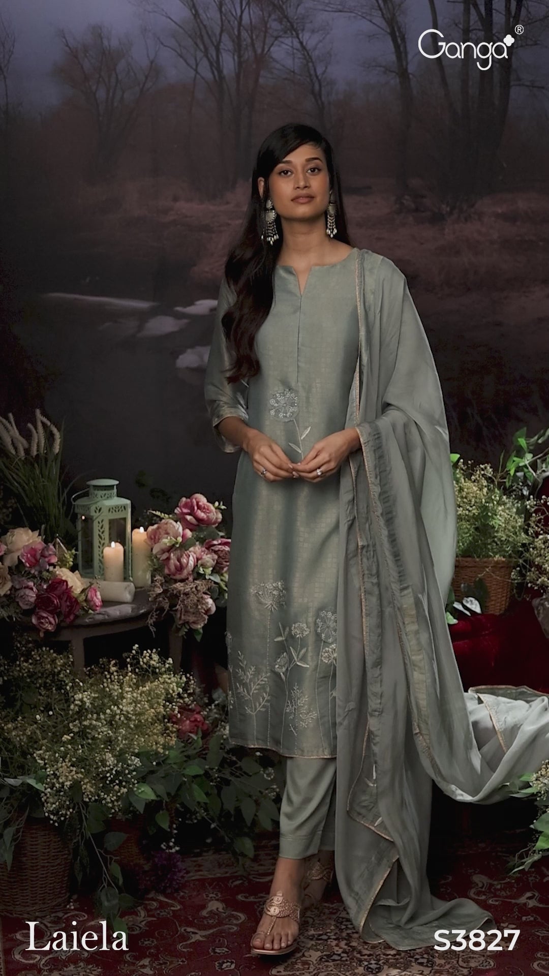 BUY GANGA FASHION SUITS SINGLE PIECE GANGA LAIELA S3827 VIDEO