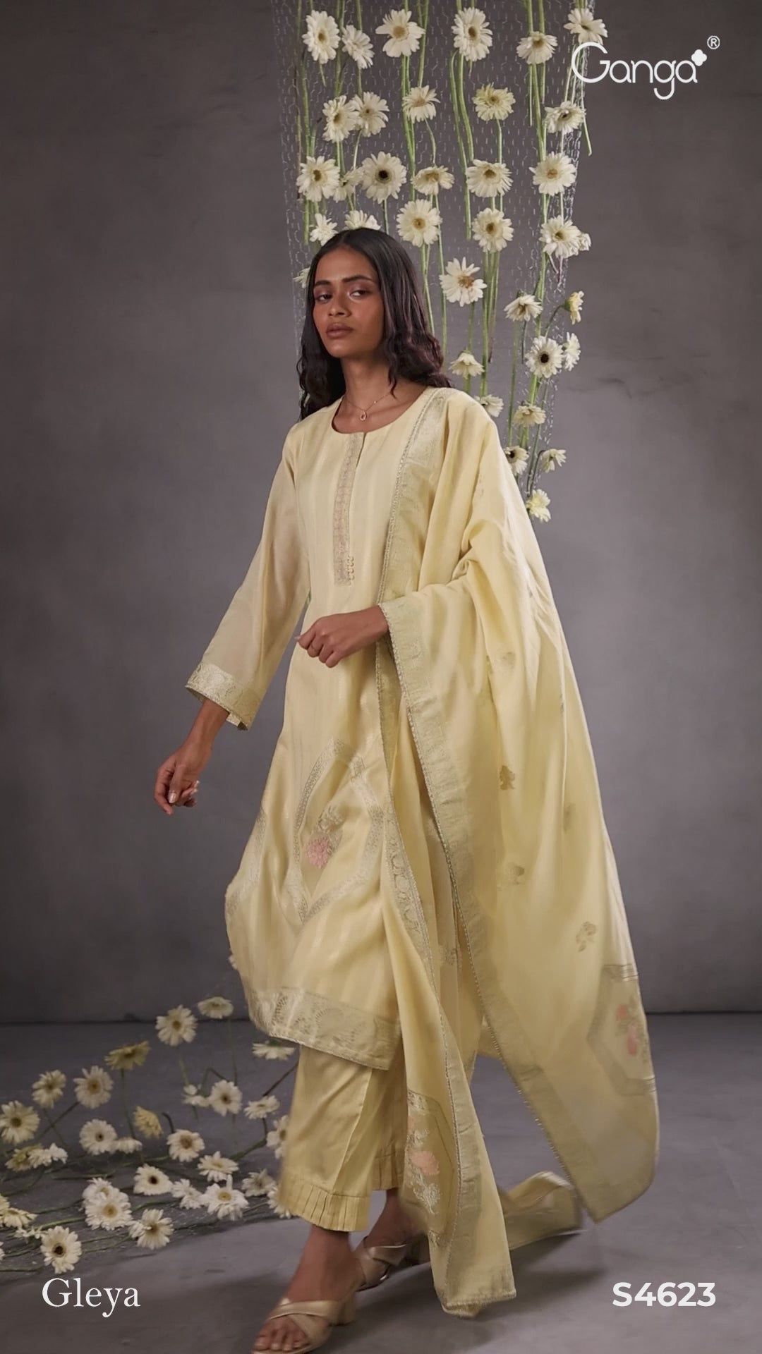 BUY GANGA SUITS GANGA GLEYA S4623 DUPATTA DESIGN VIDEO