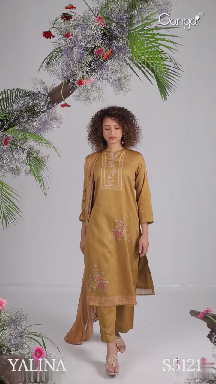 BUY GANGA SUITS GANGA YALINA S5121 LATEST DESIGN VIDEO
