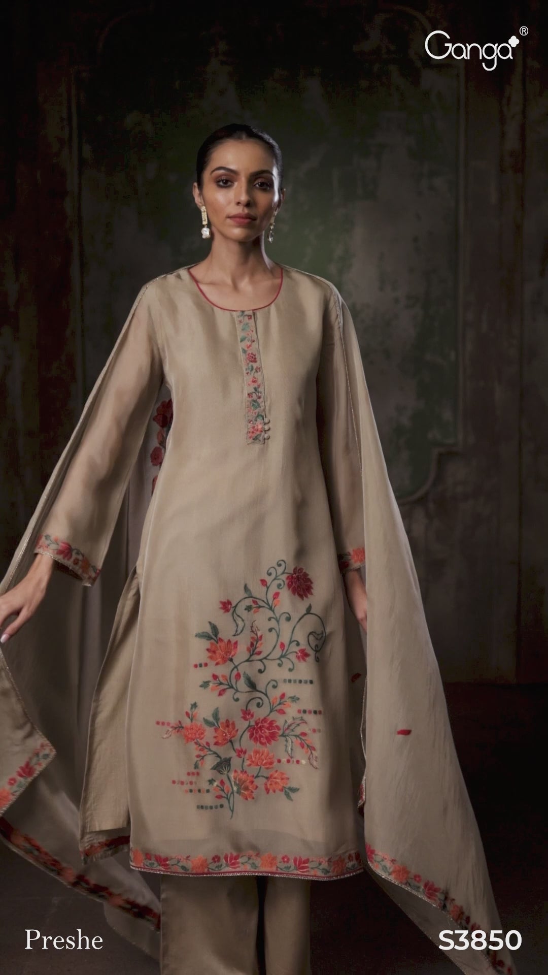 BUY GANGA UNSTITCHED SUITS ONLINE GANGA PRESHE S3850 VIDEO