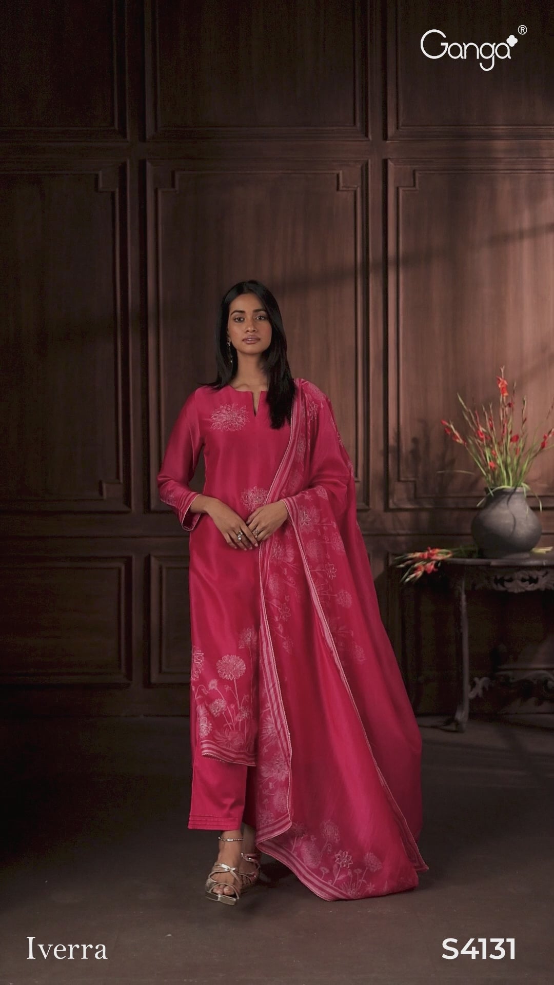 BUY GANGA UNSTITCHED SUITS ONLINE SALE GANGA IVERRA S4131 CLOSEUP VIDEO