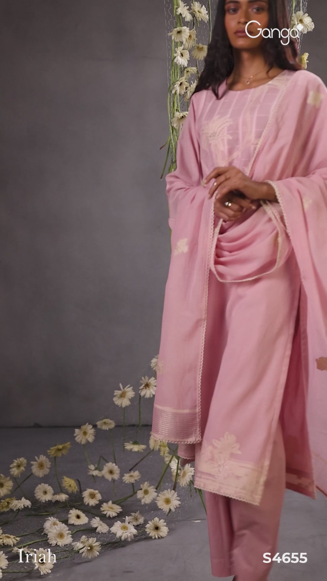 BUY GANGA SUITS GANGA IRIAH S4655 FABRIC DETAILVIDEO