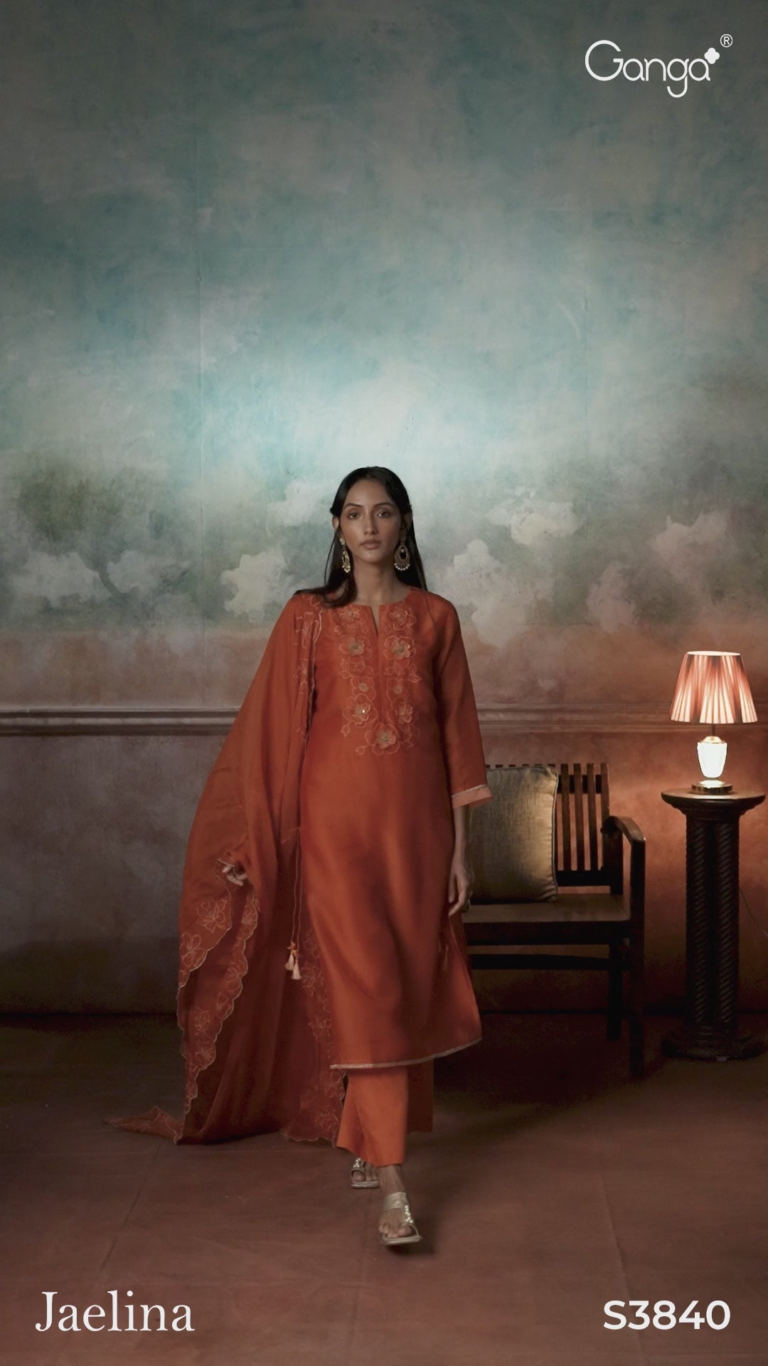 Ganga Jaelina S3840 premium pure Bemberg silk suit by Ganga Fashions