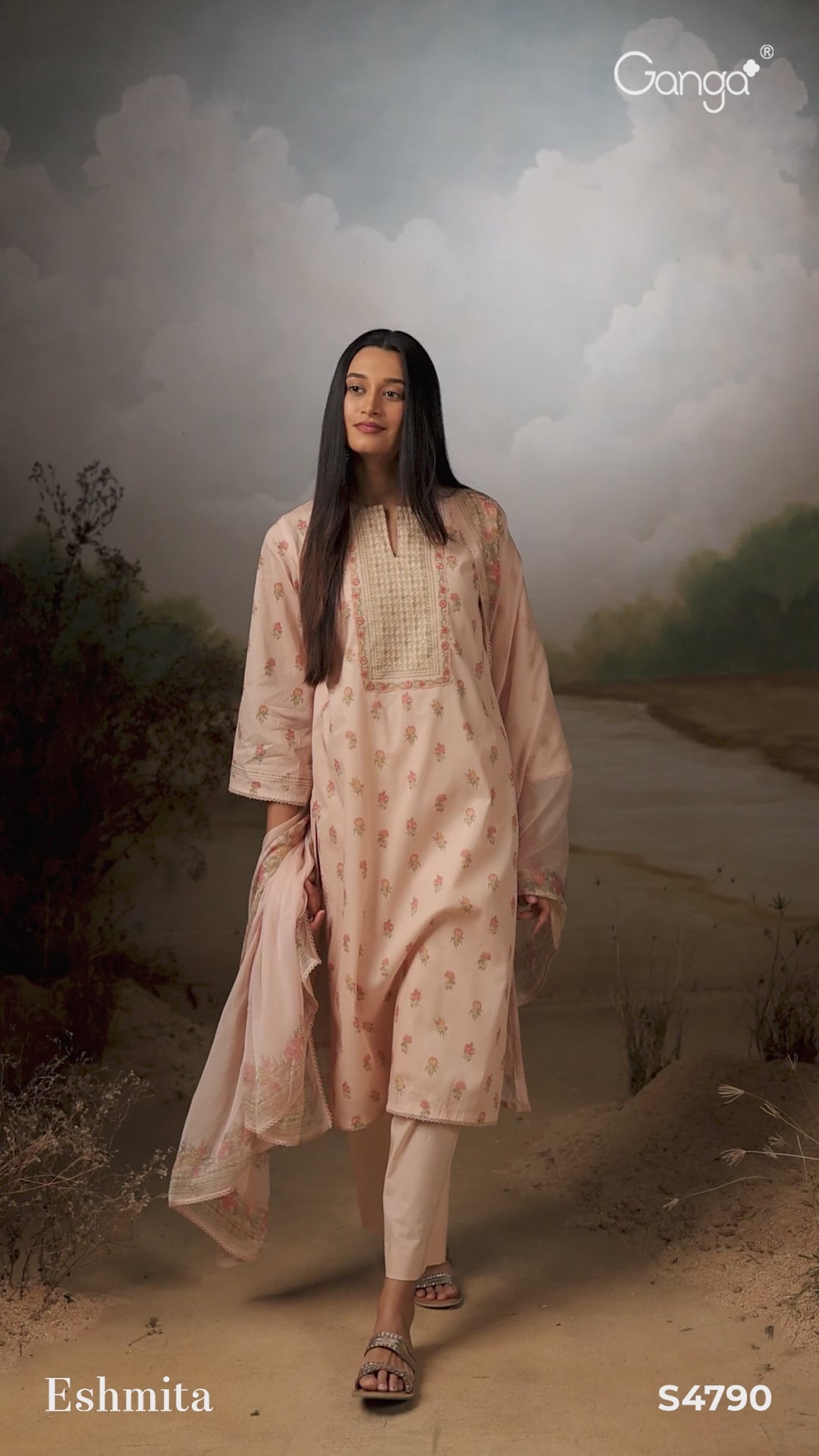 BUY GANGA SUITS SINGLE PIECE GANGA ESHMITA S4790 NEW CATALOGUE VIDEO