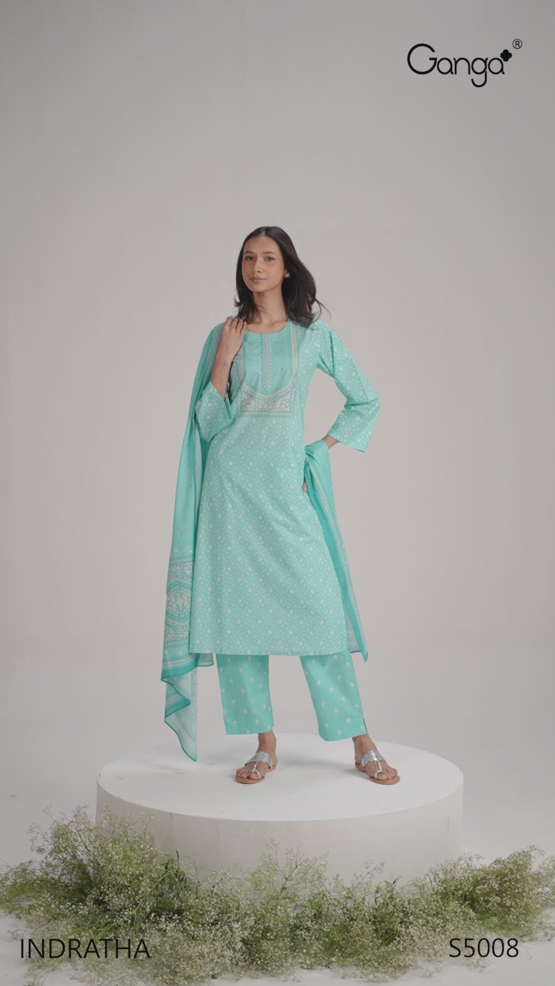 BUY GANGA SUITS ONLINE GANGA INDRATHA S5008 FABRIC DETAIL VIDEO